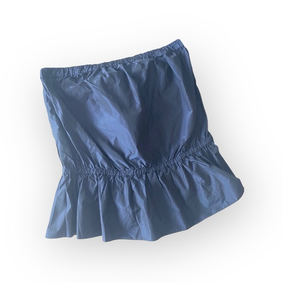 new 7 for All Mankind® ㋛ Shiny Taffeta Strapless Peplum Top  ㋛ Midnight Navy ㋛ L - Picture 7 of 16